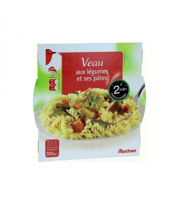 Auchan Veau aux légumes et ses pâtes 300 gr